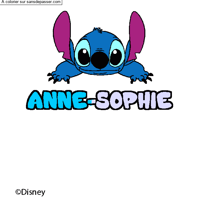 Coloriage pr&eacute;nom ANNE-SOPHIE - d&eacute;cor Stitch par un invit&eacute;