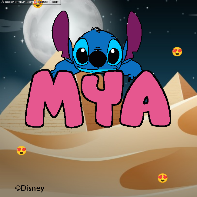 Coloriage pr&eacute;nom MYA - d&eacute;cor Stitch par un invit&eacute;