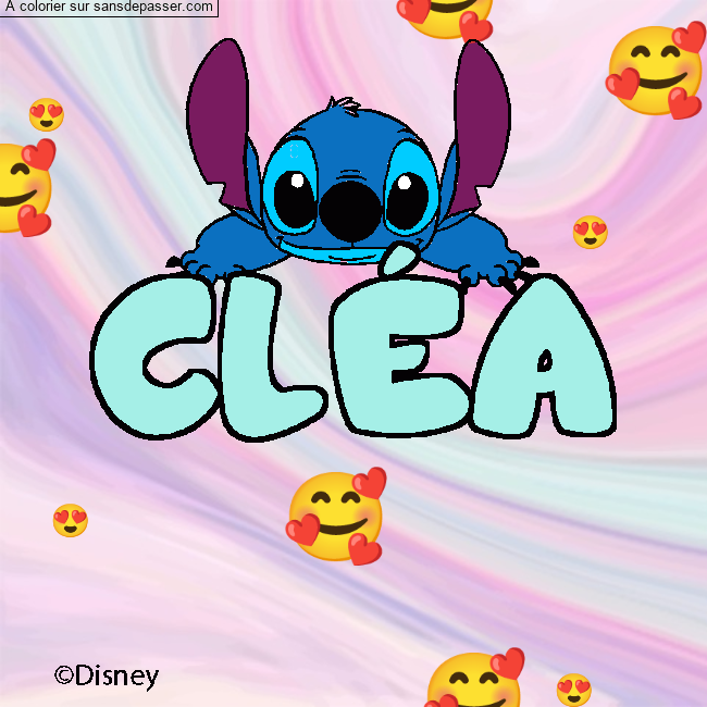 Coloriage pr&eacute;nom CL&Eacute;A - d&eacute;cor Stitch par un invit&eacute;