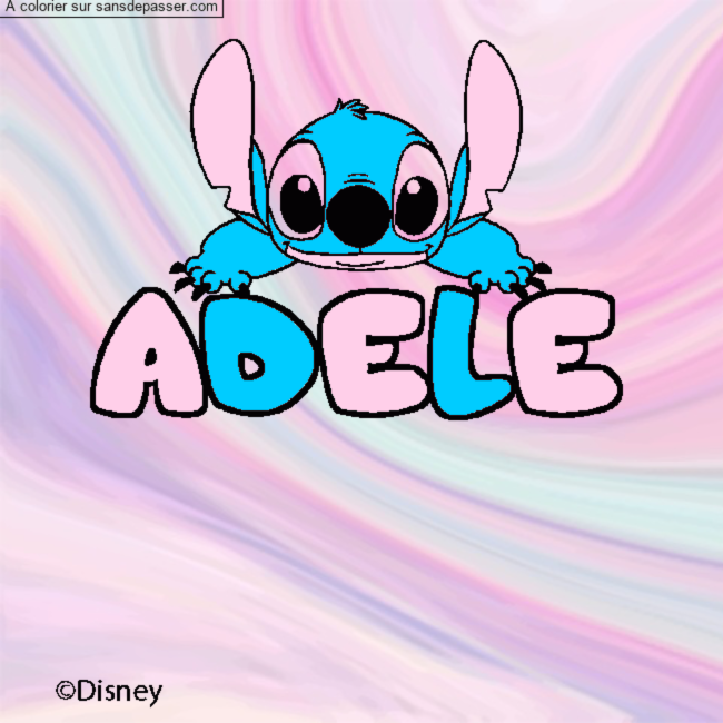 Coloriage pr&eacute;nom ADELE - d&eacute;cor Stitch par un invit&eacute;