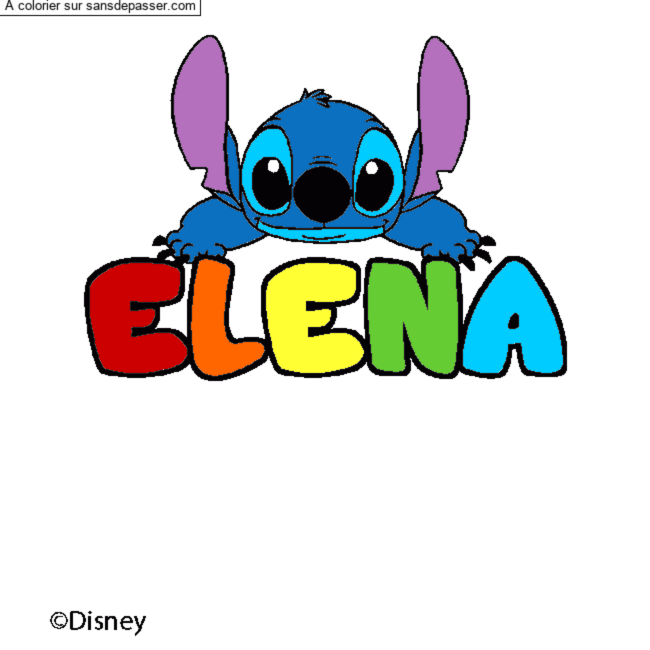 Coloriage Coloriage pr&eacute;nom ELENA - d&eacute;cor Stitch par un invit&eacute;