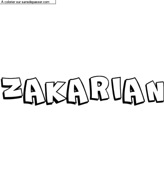 Coloriage pr&eacute;nom personnalis&eacute; "ZAKARIAN" par un invit&eacute;