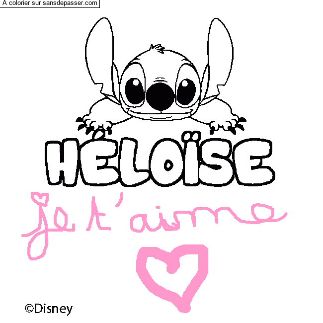 Coloriage pr&eacute;nom H&Eacute;LO&Iuml;SE - d&eacute;cor Stitch par un invit&eacute;