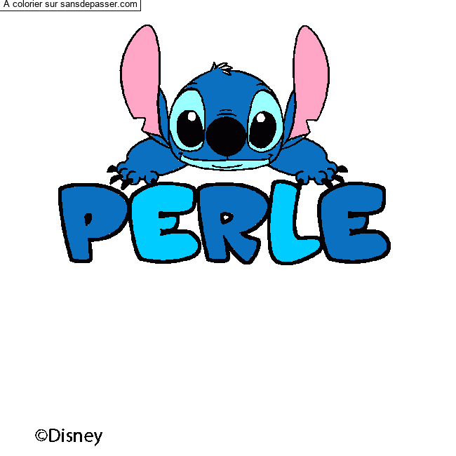 Coloriage pr&eacute;nom PERLE - d&eacute;cor Stitch par un invit&eacute;