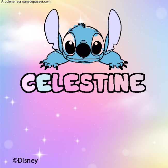 Coloriage pr&eacute;nom CELESTINE - d&eacute;cor Stitch par un invit&eacute;