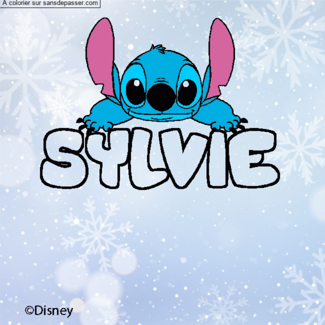 Coloriage pr&eacute;nom SYLVIE - d&eacute;cor Stitch par un invit&eacute;