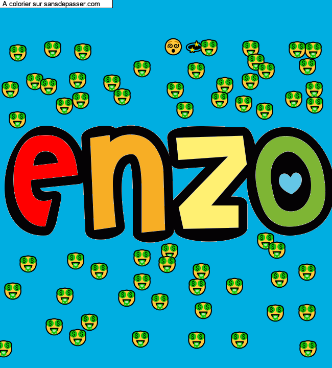 Coloriage pr&eacute;nom personnalis&eacute; "ENZO" par MUSICAMU