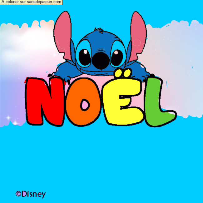 Coloriage pr&eacute;nom NO&Euml;L - d&eacute;cor Stitch par un invit&eacute;