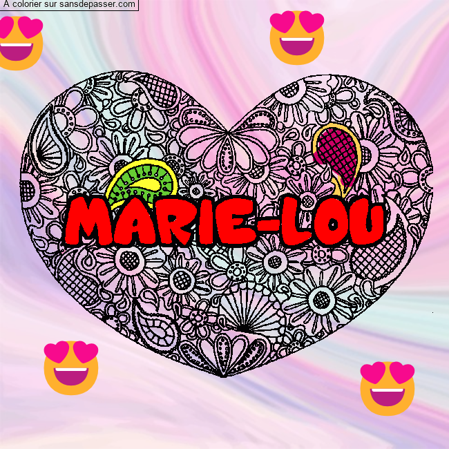 Coloriage MARIE-LOU - d&eacute;cor Mandala coeur