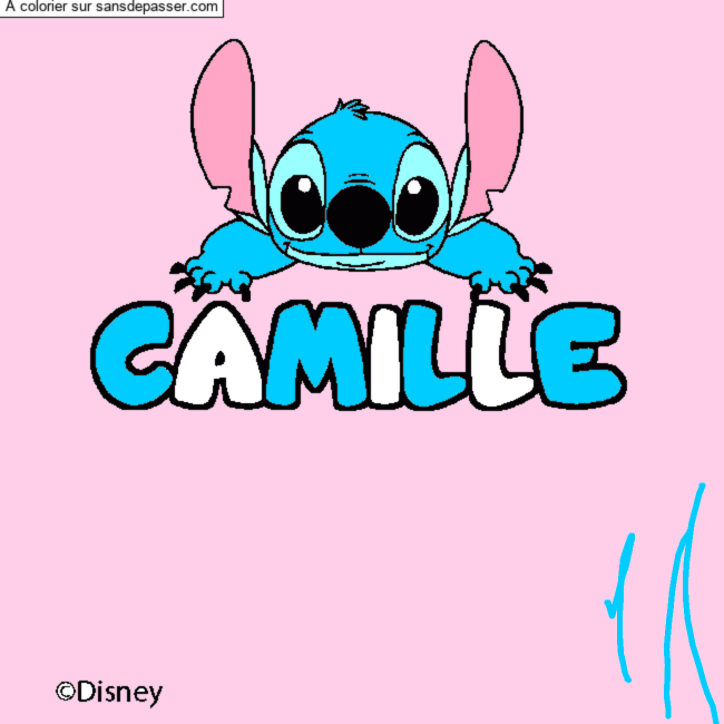 Coloriage pr&eacute;nom CAMILLE - d&eacute;cor Stitch par un invit&eacute;