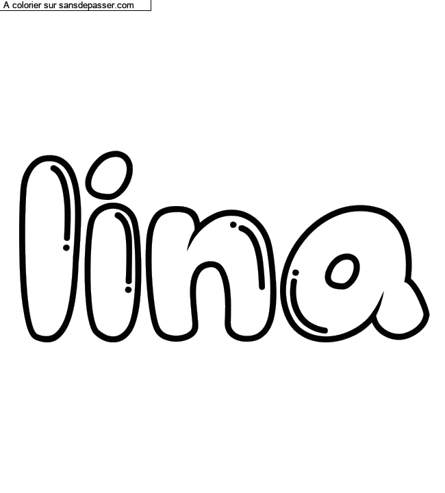 Coloriage pr&eacute;nom personnalis&eacute; "lina" par un invit&eacute;