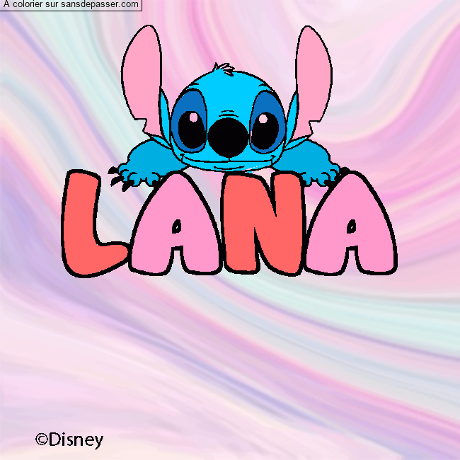 Coloriage Coloriage pr&eacute;nom LANA - d&eacute;cor Stitch par un invit&eacute;
