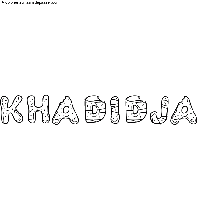 Coloriage pr&eacute;nom personnalis&eacute; "Khadidja" par un invit&eacute;