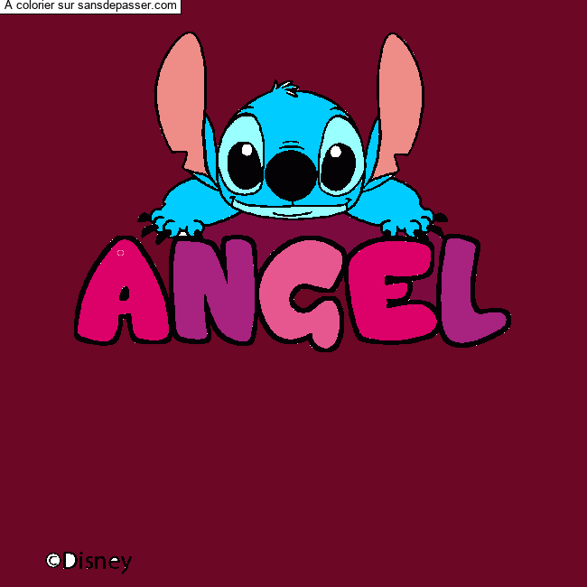 Coloriage pr&eacute;nom ANGEL - d&eacute;cor Stitch par un invit&eacute;