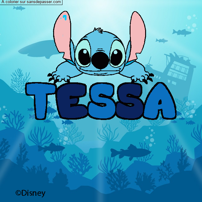 Coloriage pr&eacute;nom TESSA - d&eacute;cor Stitch par un invit&eacute;