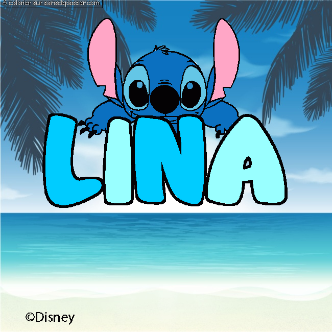 Coloriage Coloriage pr&eacute;nom LINA - d&eacute;cor Stitch par un invit&eacute;