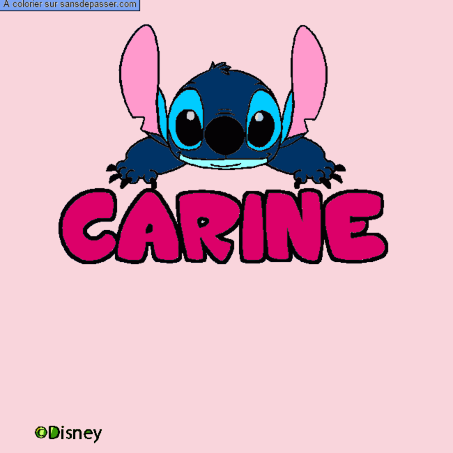 Coloriage pr&eacute;nom CARINE - d&eacute;cor Stitch par un invit&eacute;
