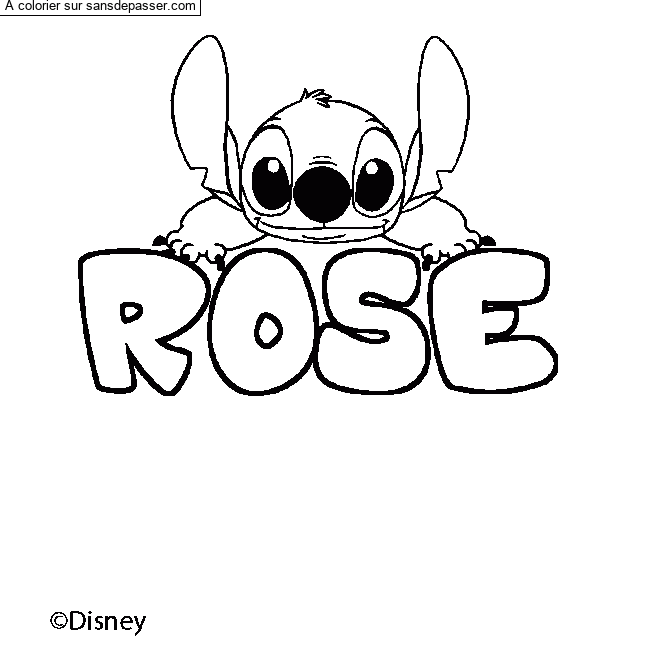 Coloriage pr&eacute;nom ROSE - d&eacute;cor Stitch par un invit&eacute;