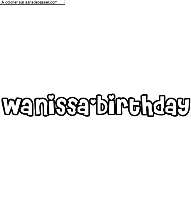 Coloriage pr&eacute;nom personnalis&eacute; "wanissa'birthday" par MAMAbitch