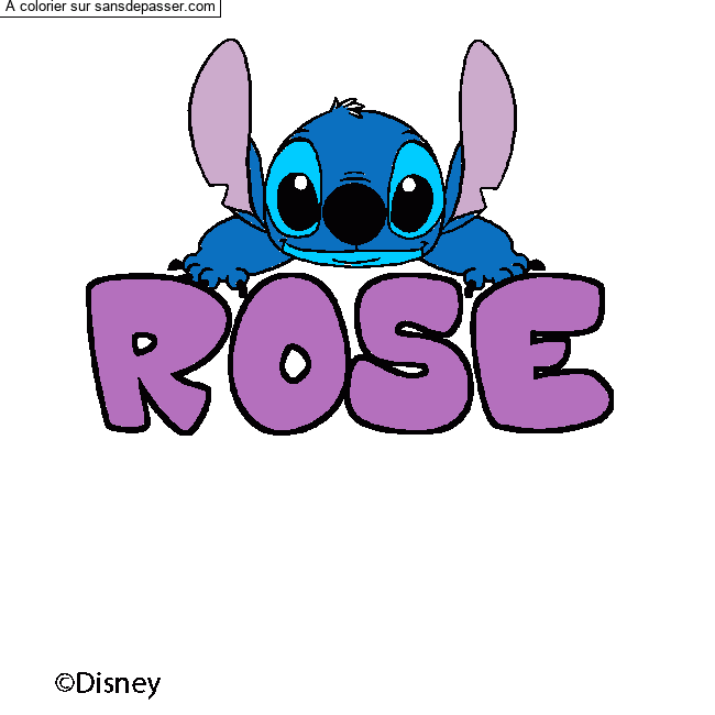 Coloriage pr&eacute;nom ROSE - d&eacute;cor Stitch par un invit&eacute;