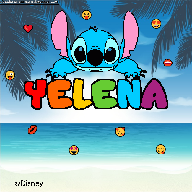 Coloriage pr&eacute;nom YELENA - d&eacute;cor Stitch par un invit&eacute;