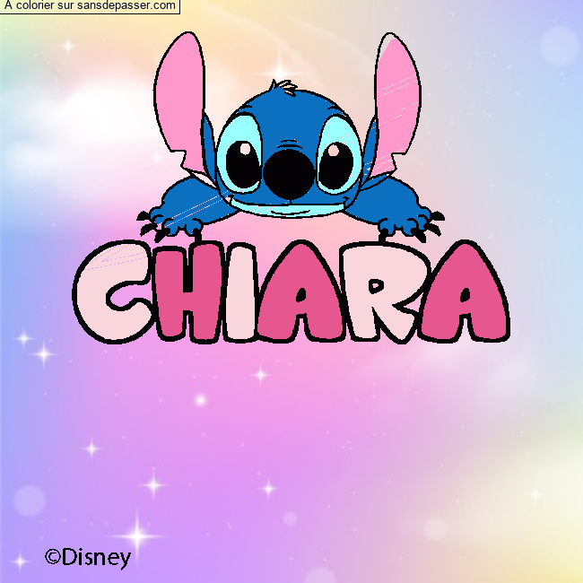 Coloriage pr&eacute;nom CHIARA - d&eacute;cor Stitch par un invit&eacute;