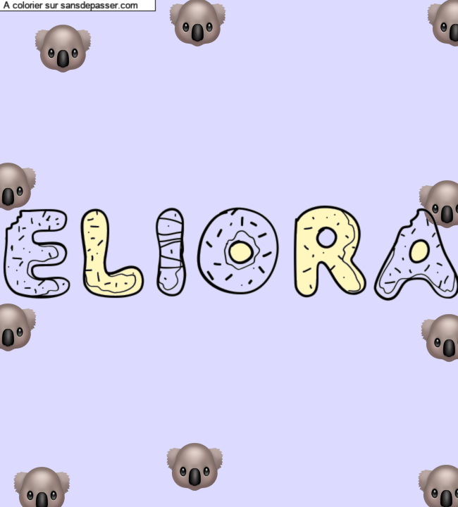 Coloriage pr&eacute;nom personnalis&eacute; "Eliora" par un invit&eacute;