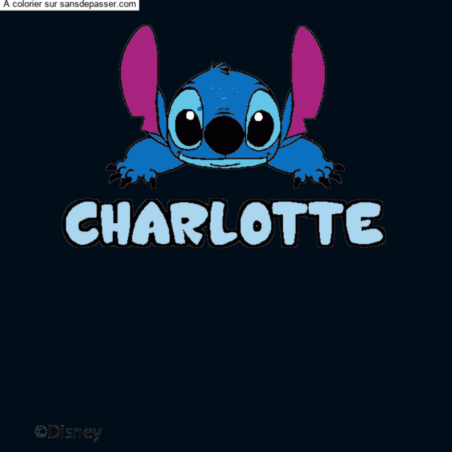 Coloriage pr&eacute;nom CHARLOTTE - d&eacute;cor Stitch par un invit&eacute;