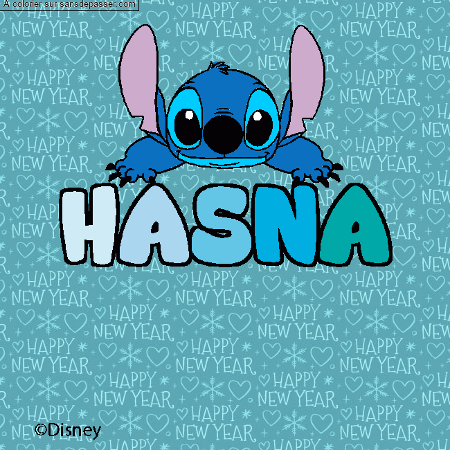 Coloriage pr&eacute;nom HASNA - d&eacute;cor Stitch par hs_rudy86
