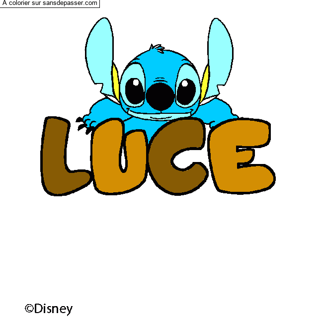Coloriage pr&eacute;nom LUCE - d&eacute;cor Stitch par un invit&eacute;