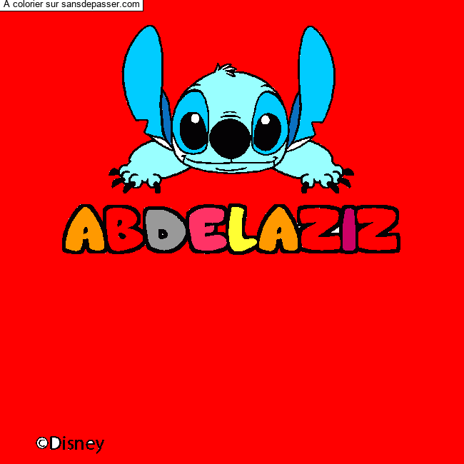Coloriage pr&eacute;nom ABDELAZIZ - d&eacute;cor Stitch par un invit&eacute;