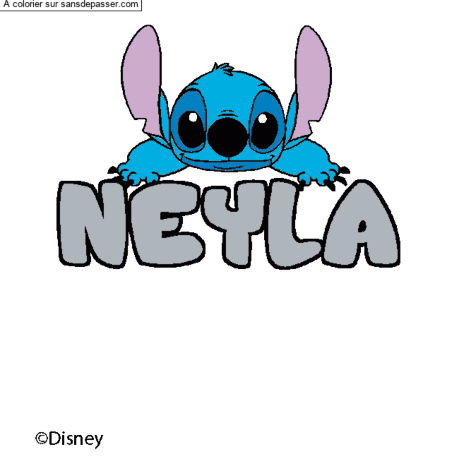 Coloriage Coloriage pr&eacute;nom NEYLA - d&eacute;cor Stitch par un invit&eacute;