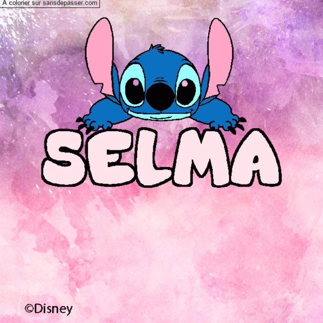 Coloriage pr&eacute;nom SELMA - d&eacute;cor Stitch par un invit&eacute;