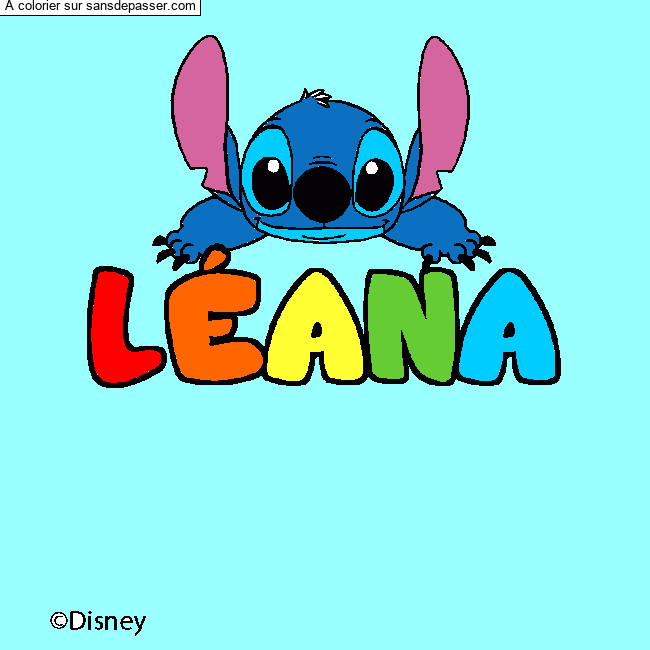 Coloriage L&Eacute;ANA - d&eacute;cor Stitch