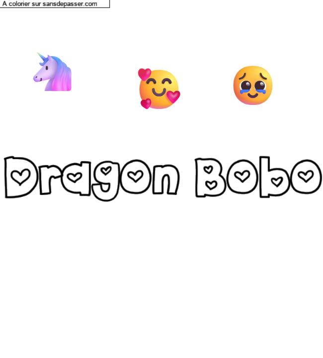 Coloriage pr&eacute;nom personnalis&eacute; "Dragon Bobo" par un invit&eacute;