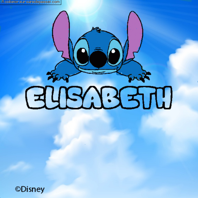 Coloriage pr&eacute;nom ELISABETH - d&eacute;cor Stitch par un invit&eacute;