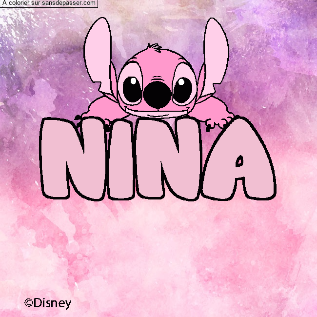 Coloriage pr&eacute;nom NINA - d&eacute;cor Stitch par un invit&eacute;