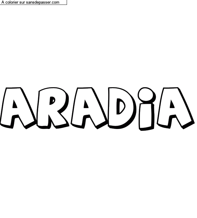 Coloriage pr&eacute;nom personnalis&eacute; "aradia" par un invit&eacute;