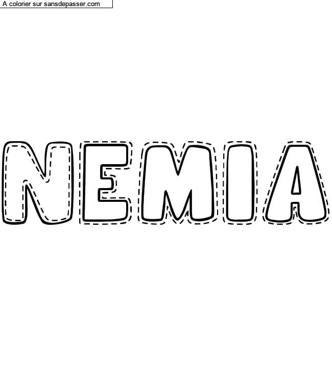 Coloriage prénom personnalisé "Nemia" par un invité