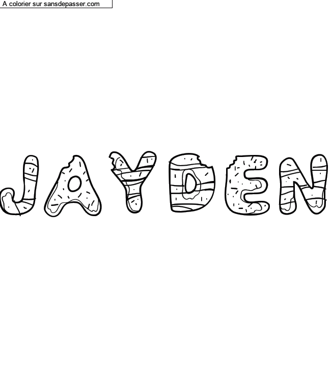 Coloriage prénom personnalisé "Jayden" par un invité