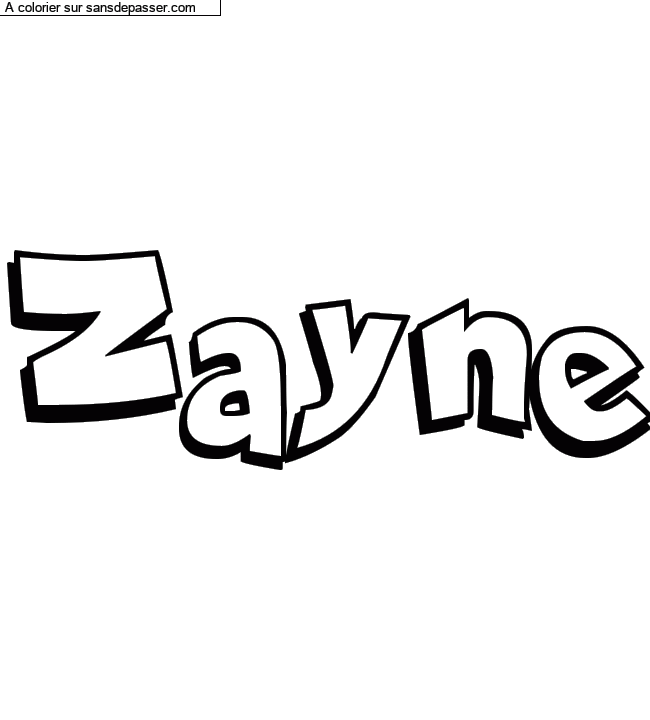 Coloriage prénom personnalisé "Zayne" par un invité