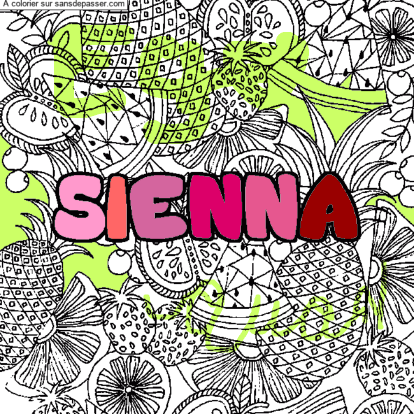 Coloriage Coloriage pr&eacute;nom SIENNA - d&eacute;cor Mandala fruits par un invit&eacute;