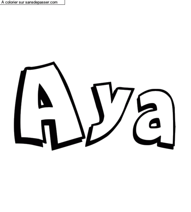 Coloriage pr&eacute;nom personnalis&eacute; "Aya" par un invit&eacute;