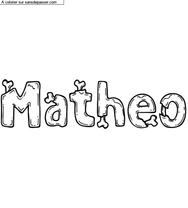 Coloriage pr&eacute;nom personnalis&eacute; "Matheo" par Groupe 301