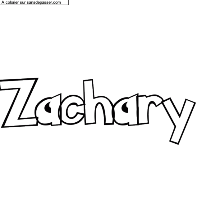 Coloriage pr&eacute;nom personnalis&eacute; "Zachary" par Groupe 301