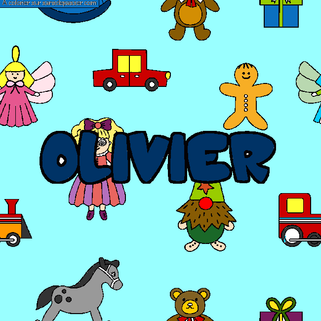 Coloriage OLIVIER - d&eacute;cor Jouets