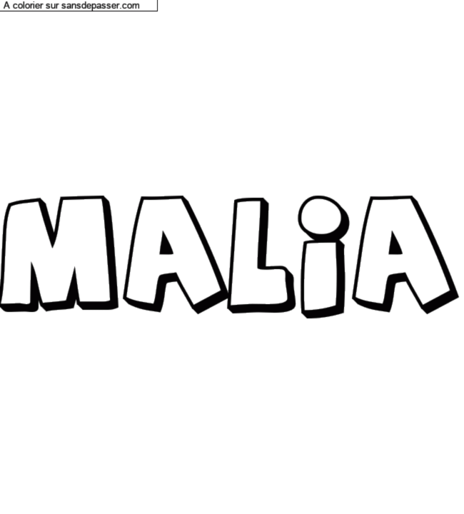 Coloriage pr&eacute;nom personnalis&eacute; "Malia" par un invit&eacute;