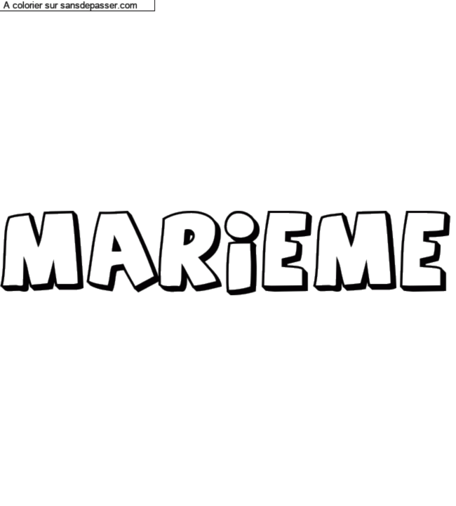 Coloriage pr&eacute;nom personnalis&eacute; "Marieme" par un invit&eacute;