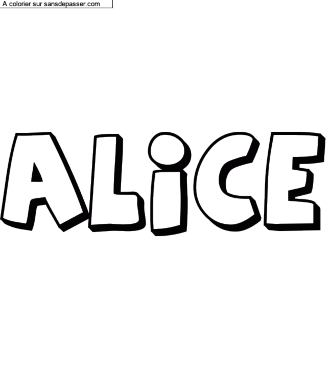 Coloriage pr&eacute;nom personnalis&eacute; "Alice" par un invit&eacute;