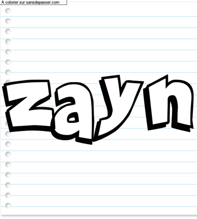 Coloriage pr&eacute;nom personnalis&eacute; "zayn" par un invit&eacute;